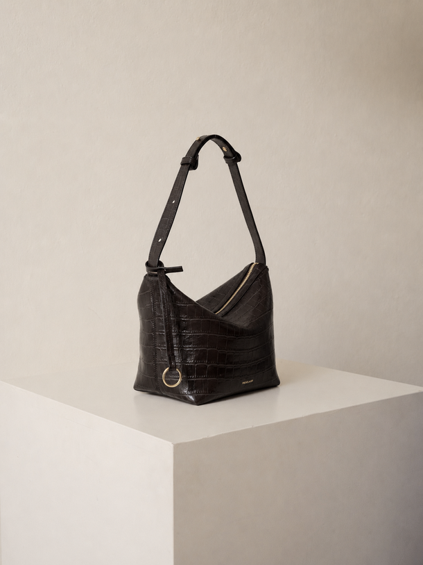 Basket Bag Croc-effect Deep Choco
